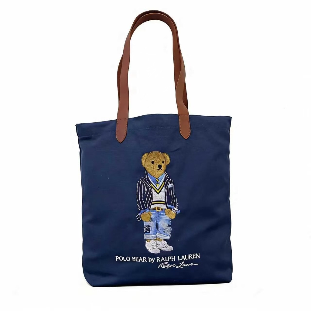 Polo By Ralph Lauren Navy Tote Bag Bear Embroidered